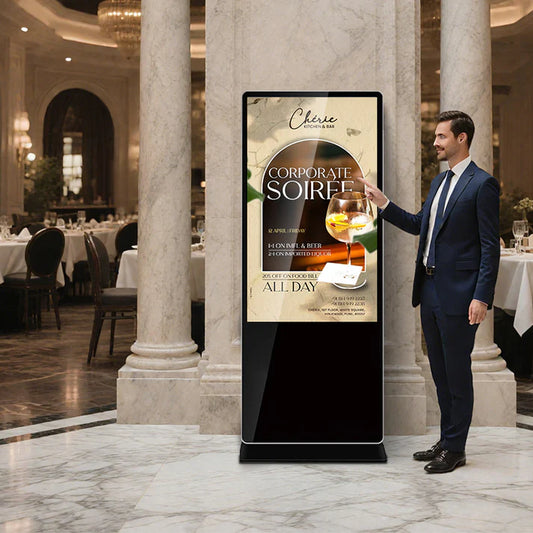 ZhiYu 55” Touch Screen Display Kiosk with Movable Wheels