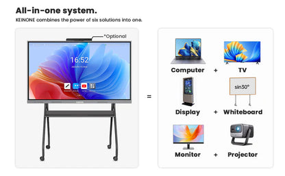 ZhiYu Gray Smart Board Interactive Displays, Google EDLA-Certified Smart Whiteboard for Classrooms