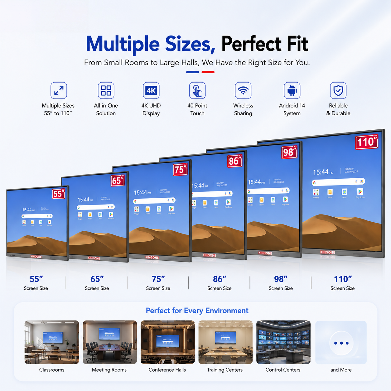 ZhiYu 55 Inch 4K Interactive Flat Panel Smart Board | Dual OS Android 14 & Windows 10