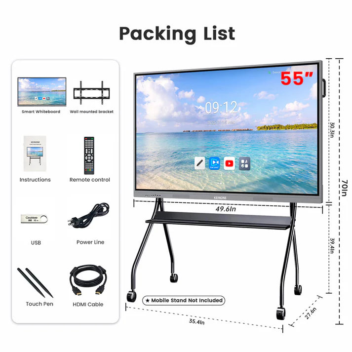 ZhiYu Gray Smart Board Interactive Displays, Google EDLA-Certified Smart Whiteboard for Classrooms