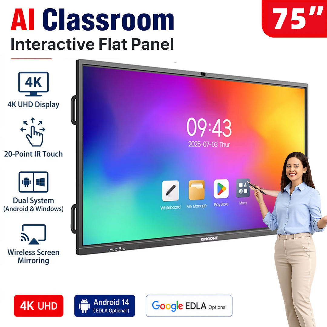 ZhiYu 75 Inch Smart Board 4K Interactive Flat Panel | Android 14 & Windows 10