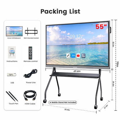 ZhiYu 110 inch Smart Board 8+128 – Android OS dual system 4K Interactive Flat Panel