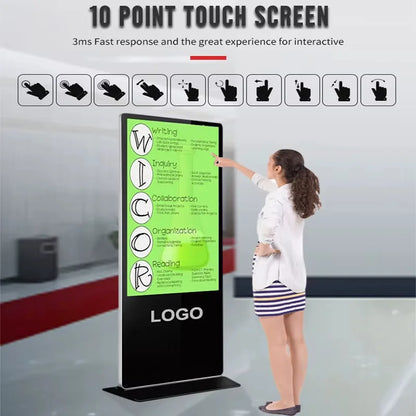 ZhiYu 55” Touch Screen Display Kiosk with Movable Wheels