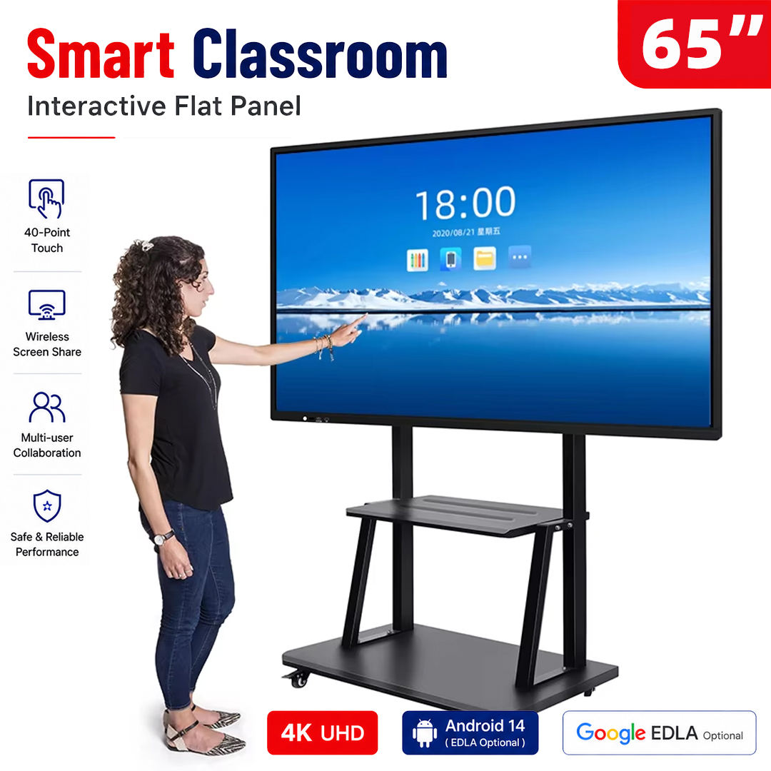 ZhiYu 65 Inch Smart Board 4K Interactive Flat Panel | Android 14 & Windows 10